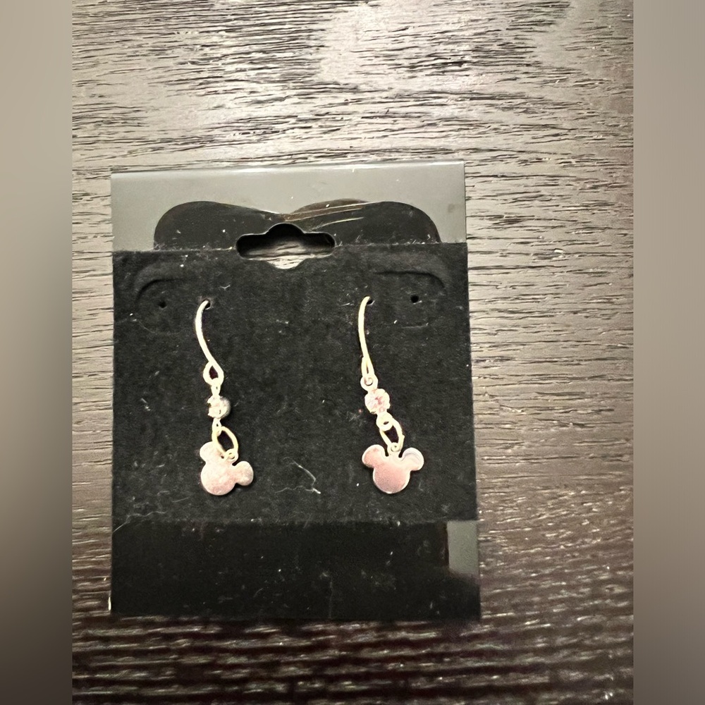Mickey Mouse silvertone earrings costume jewelry pierced dangle drop